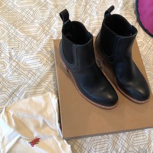 Red Wings Black Leather Pull-On Boots